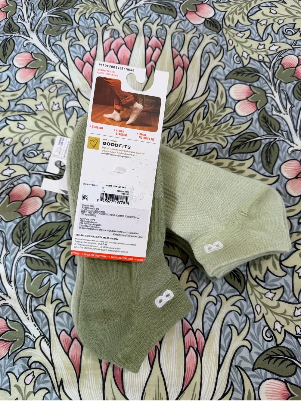 Pair Of Thieves 3-Pack Men’s Green Colour Low-Cut Socks.Size:M6-12/W 8-12.2Pack!